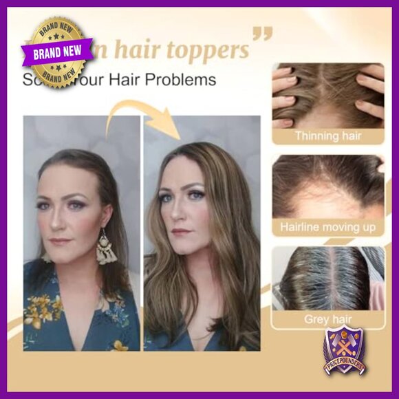 12 Inch Real Human Hair Topper Mono Base 4.6x4 Inch No Bangs Volume main image 4